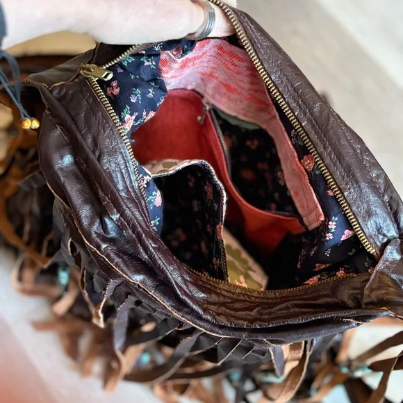 Handmade One of a Kind Fringe Boho Bag with Lots of Dangly Jewels.